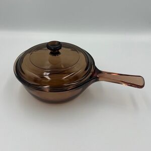 Visions Corning Amber Glass 0.5L Saucepan with Lid V-81-B Grab It Pot France